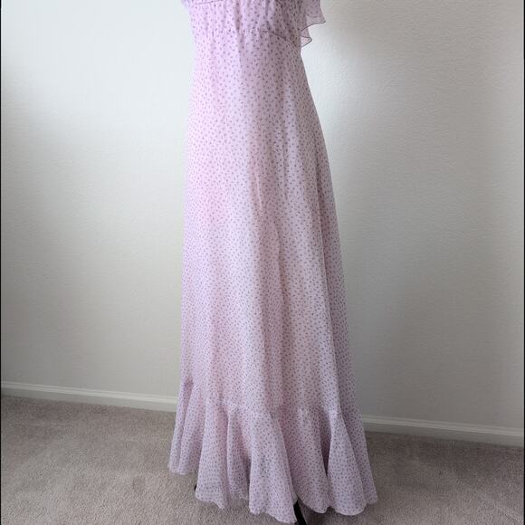 VTG 70s Womens XS Cottagecore Prairie Long Maxi Floral Tiered Lilac Purple Dress - Picture 12 of 16